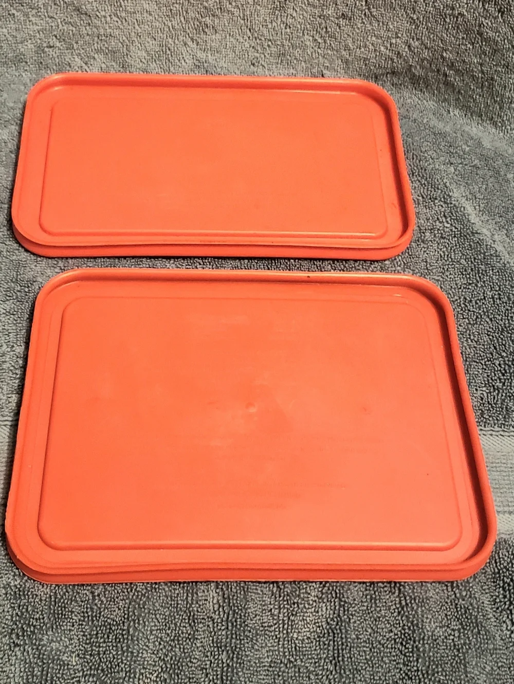 Vintage PYREX Set Of 2 Storage  Plastic Lids # 7210- PC, # 7214 - PC RED